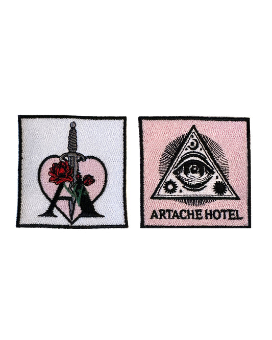 2 Pack of Heartache Dagger & Triangle Eye Embroidered Patches