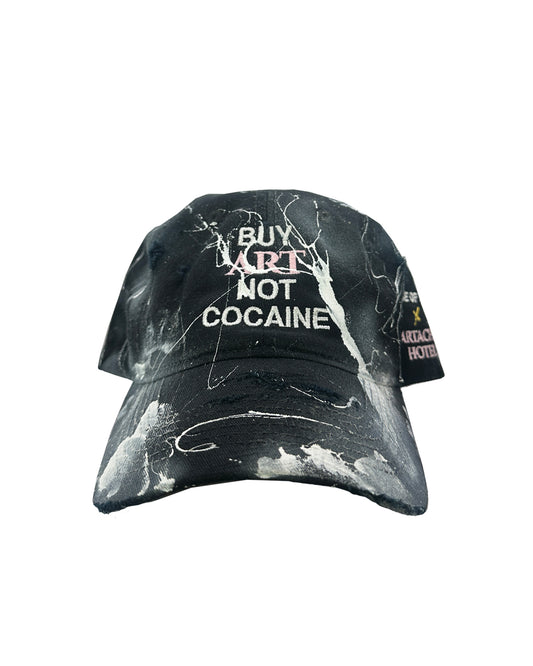 BUY ART NOT COCAINE Hand Painted Destroyed Dad Hat