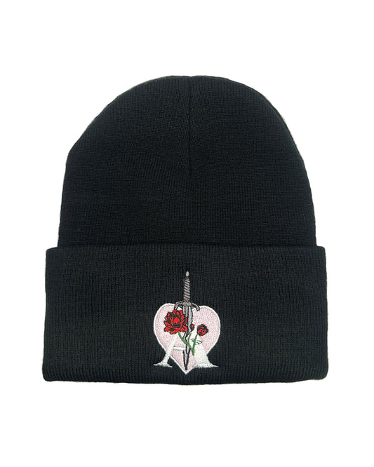 Heart Dagger Beanie - Black